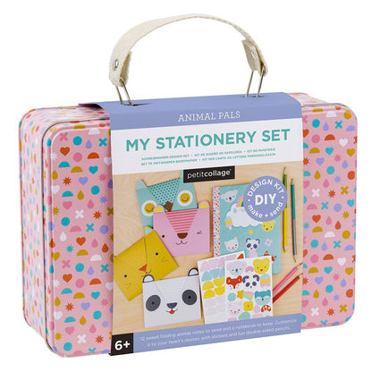 pink carry case with animal pals stationary inside