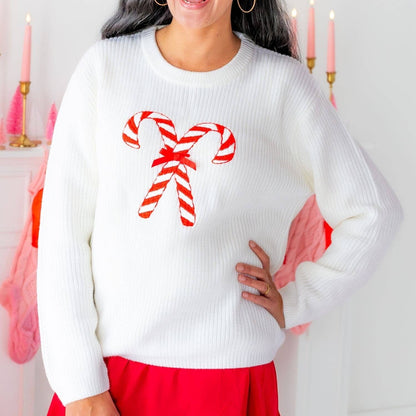 Sweet Wink - Candy Cane Christmas Women's Sweater  - Mommy and Me