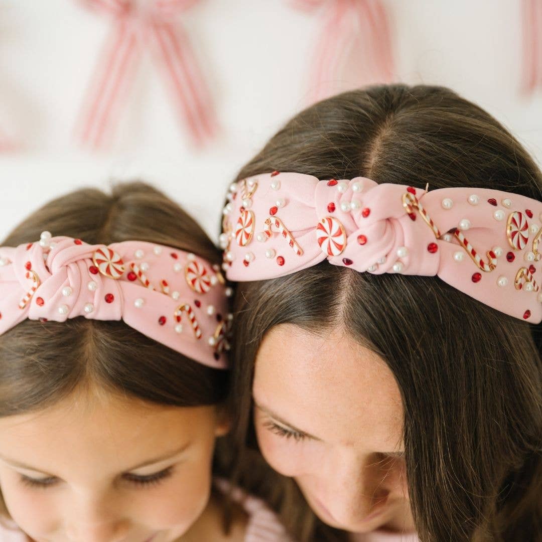 Sweet Wink - Candy Cane Christmas Gemstone Headband - Mommy and Me