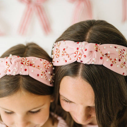 Sweet Wink - Candy Cane Christmas Gemstone Headband - Mommy and Me