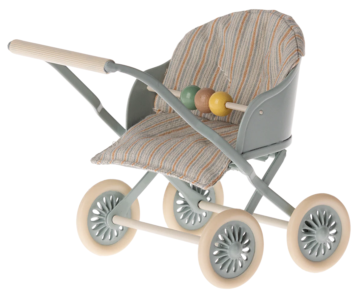 Maileg - Baby Mice Stroller Blue