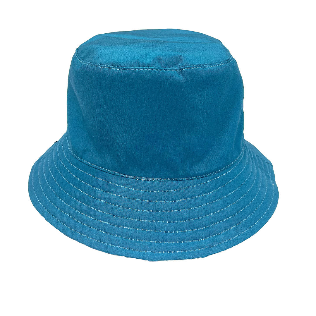 Flat lay picture of the Ocean Blue Reversible Bucket Hat. 