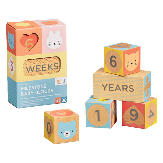 Baby Milestones Photo Keepsakes Wooden Blocks