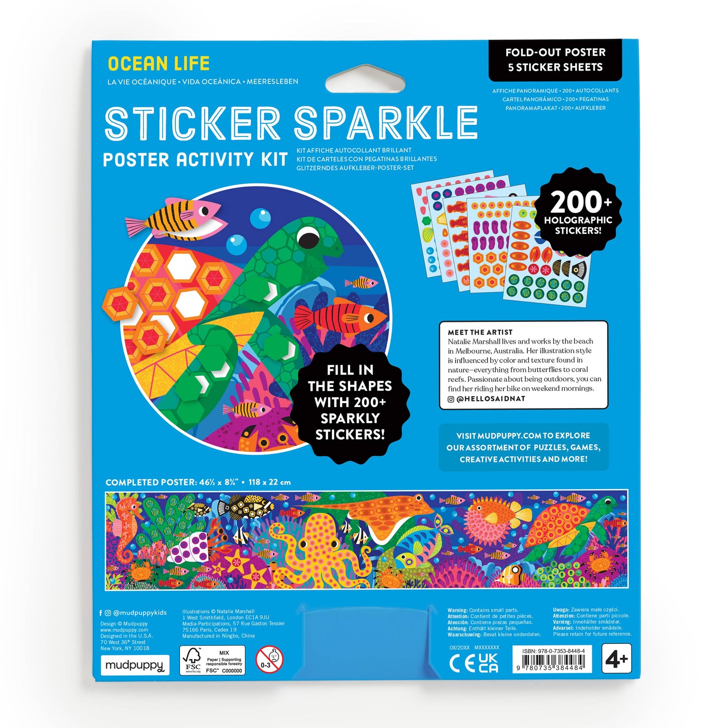Sticker Sparkle poster activity kit packaging with ocean-themed design