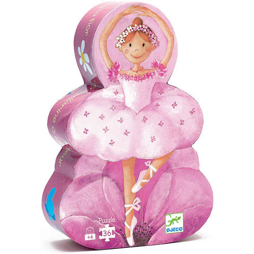 Pink ballerina puzzle packaging with a girl in a pink dress on a white background