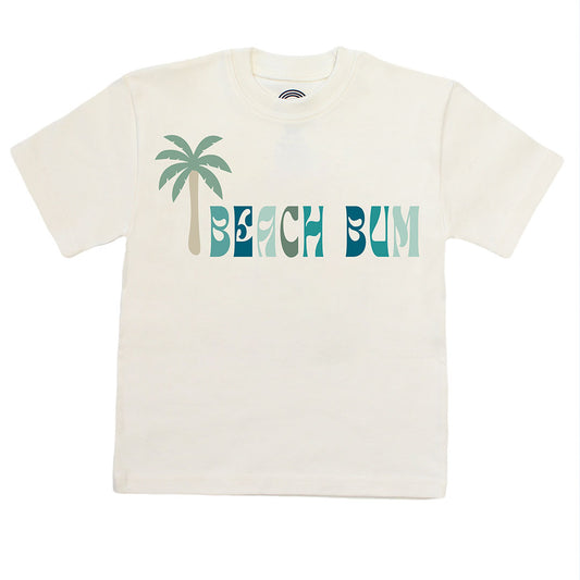 Beach-themed t-shirt with palm tree and 'Beach Bum' text on a white background