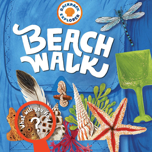 a book called beach walk and it has seashells and starfish on the cover