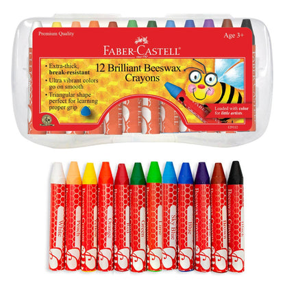 12 different colored beeswax crayons with a carrying case