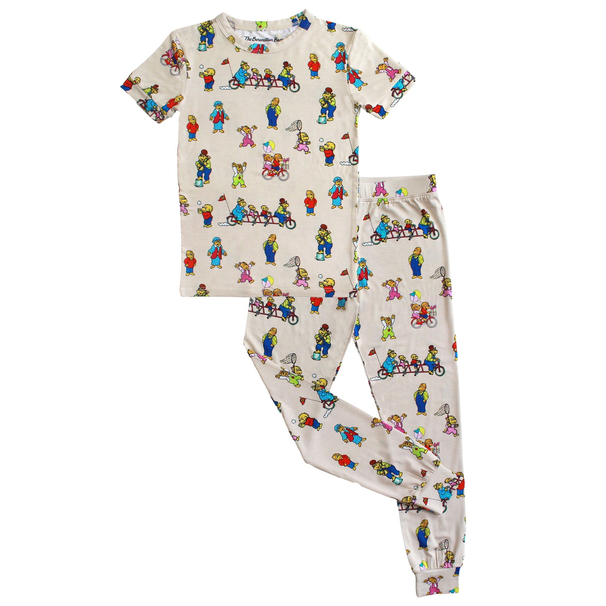 Berenstain Bears® Family Day Bamboo Long Sleeve Kids Pajama Pants Set in white background.