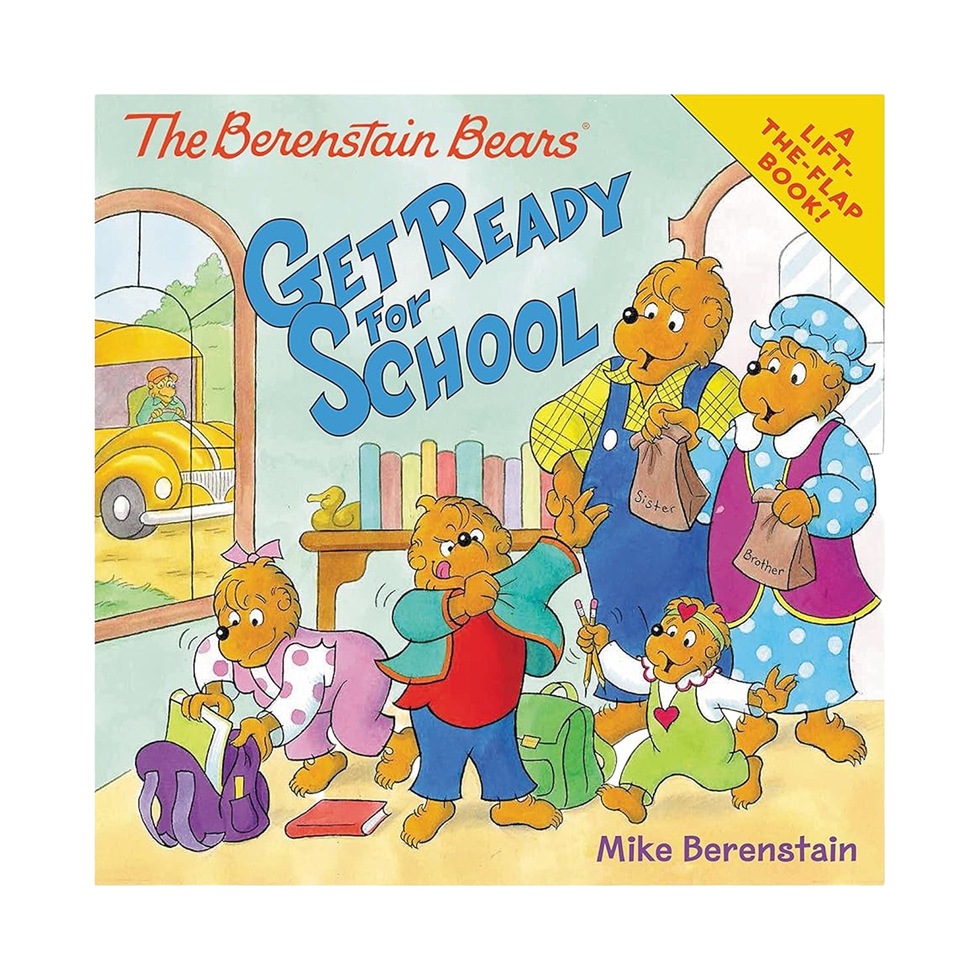 Book cover of 'The Berenstain Bears Get Ready for School' with characters preparing for school.