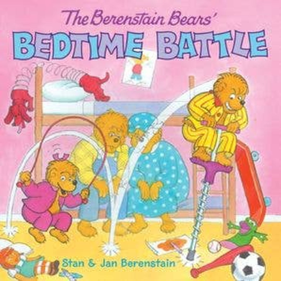 Berenstain Bears jumping around their bedroom at bedtime