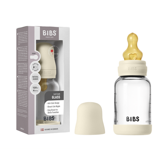 BIBS baby bottle with packaging on a white background