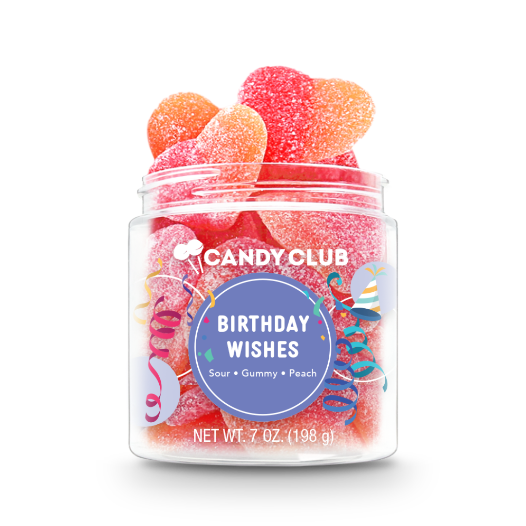 Birthday Wishes Sour Peach Gummy Candy
