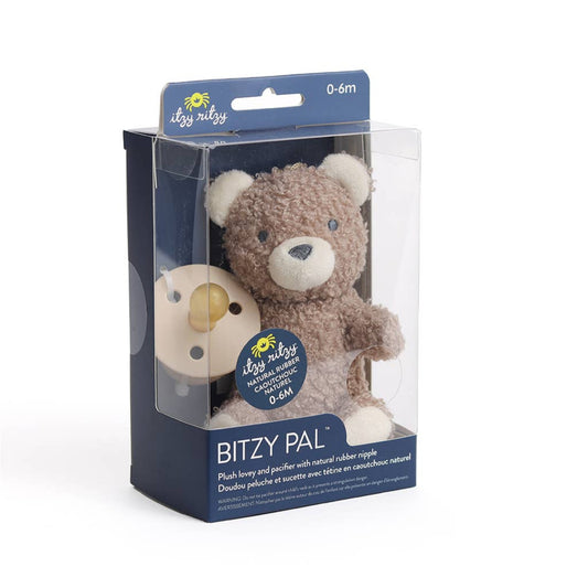 Little bear plush that attaches to a pacifier which is included