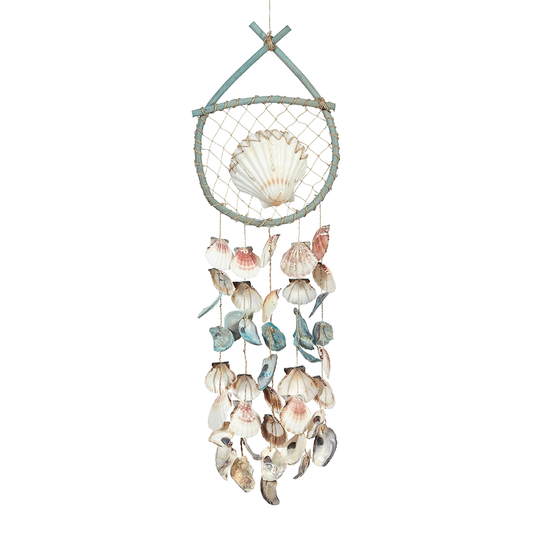 Blue Driftwood w/ Scallop Net & Shells Dream Catcher