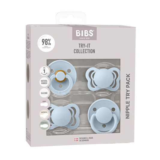 set of 4 blue pacifiers