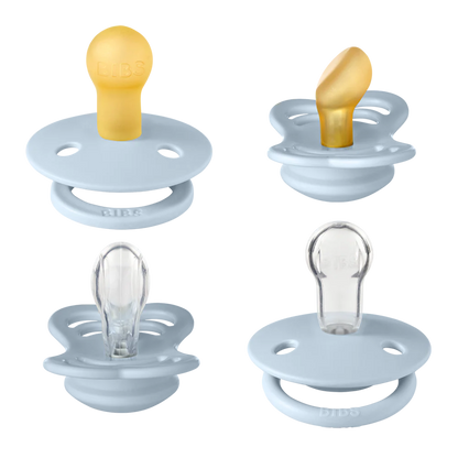 set of 4 blue pacifiers