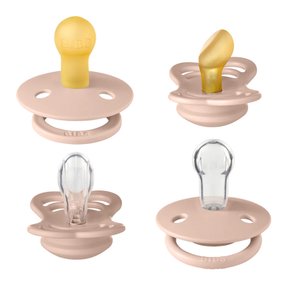4 pack of blush colored pacifiers
