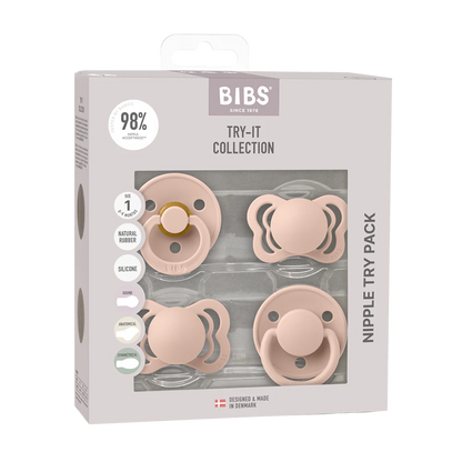 4 pack of blush colored pacifiers