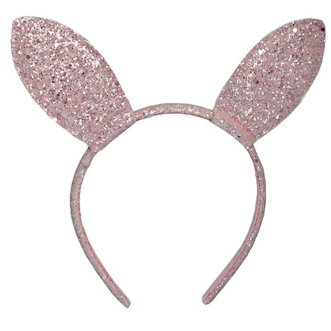 light pink glittery bunny ears headband