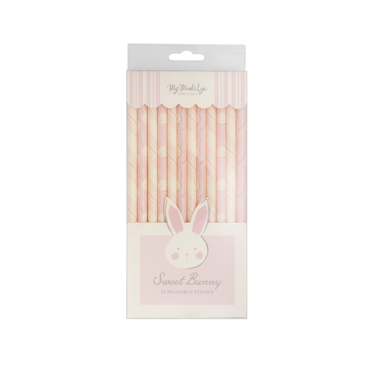 pink and cream bunny straws