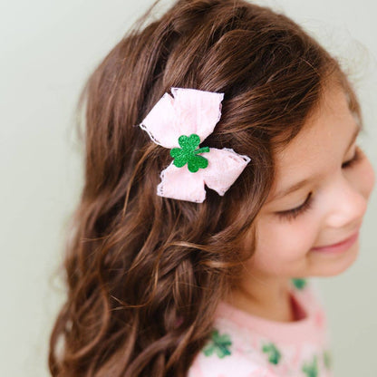 Sweet Wink - Shamrock Lace St. Patrick's Day Bow Clip - Kids Hair Bow