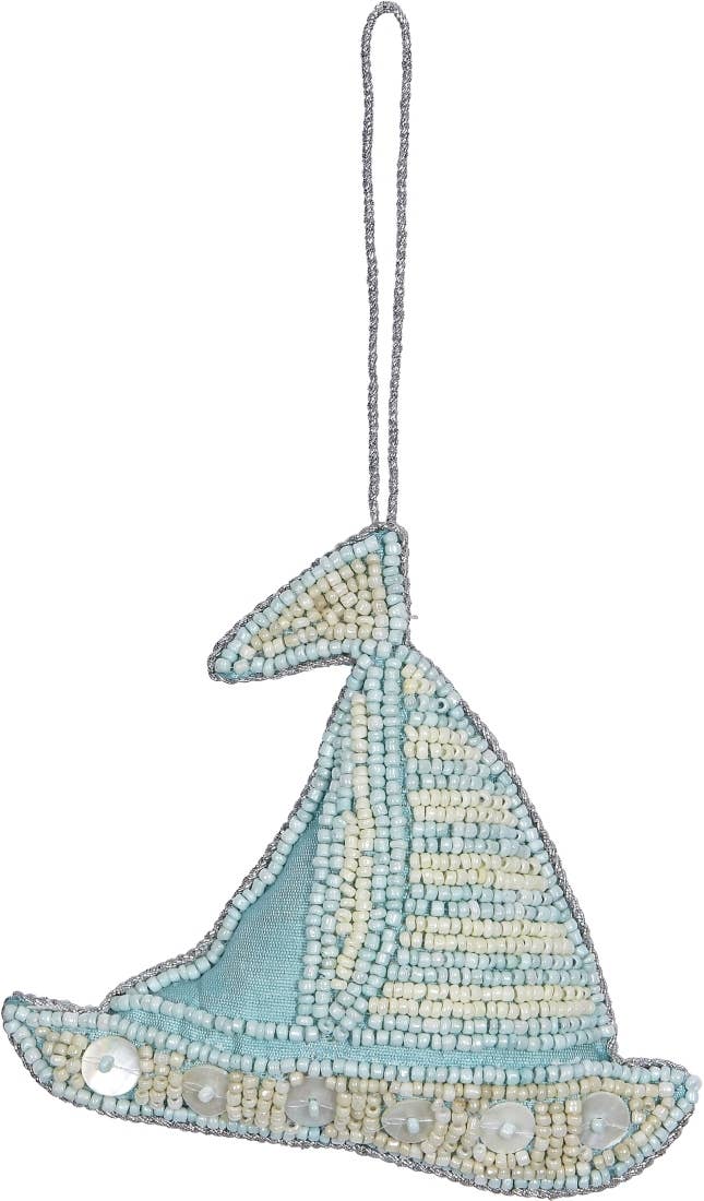HS Seashells - Sailboat Blue MOP & Beaded Ornament