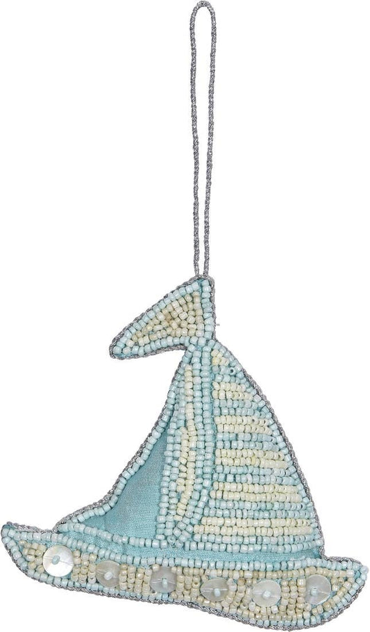 HS Seashells - Sailboat Blue MOP & Beaded Ornament