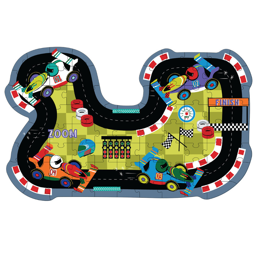 Race track race car puzzle with 80 pieces