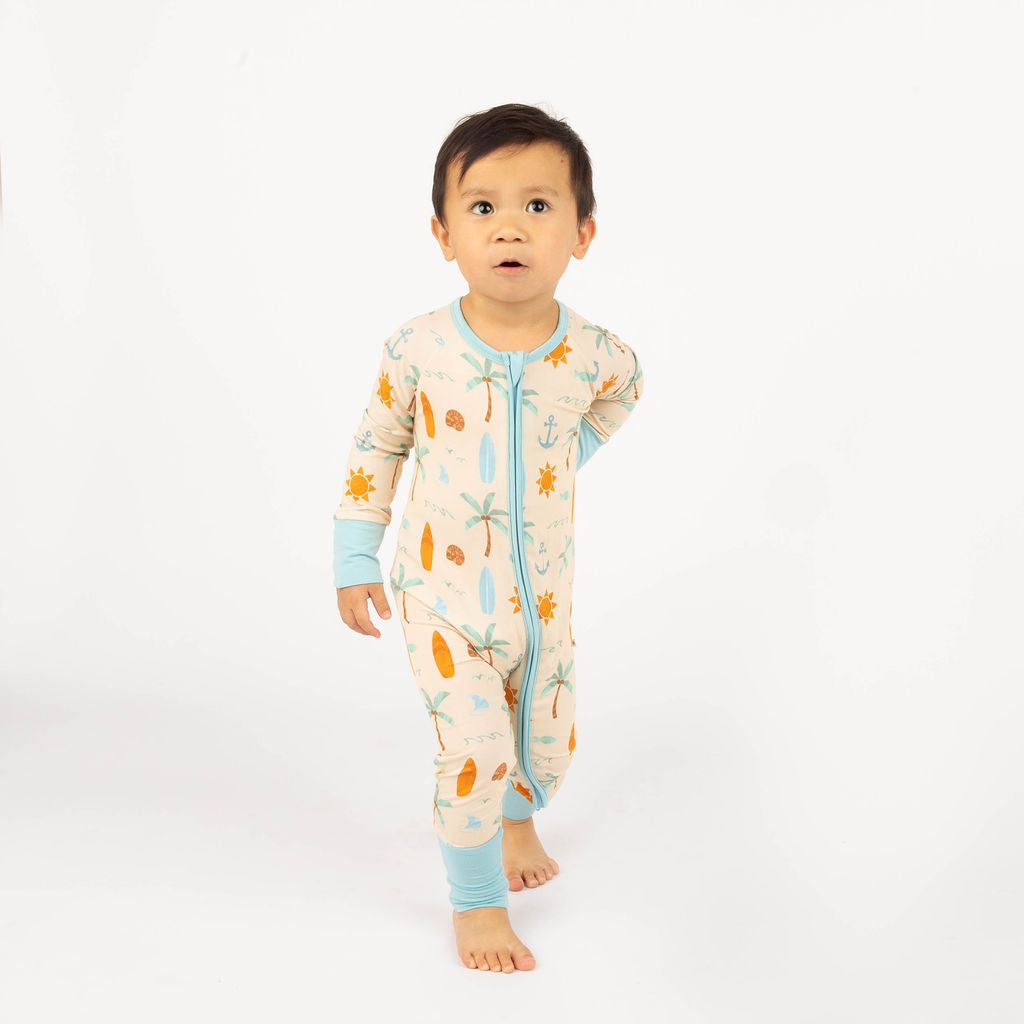 Chasing Waves Surfboard Bamboo Convertible Baby Pajamas