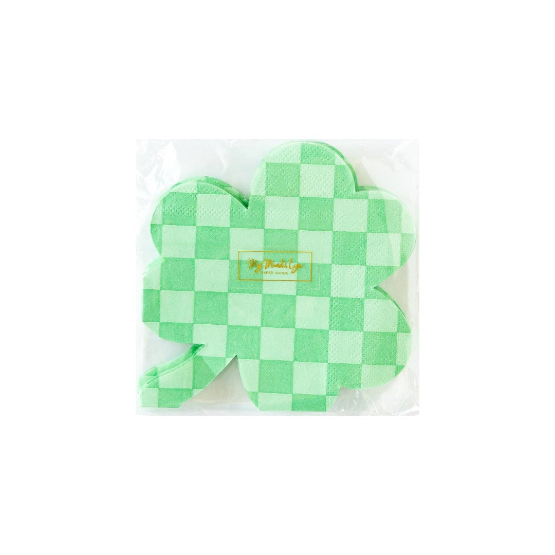 green checkered shamrock paper napkin