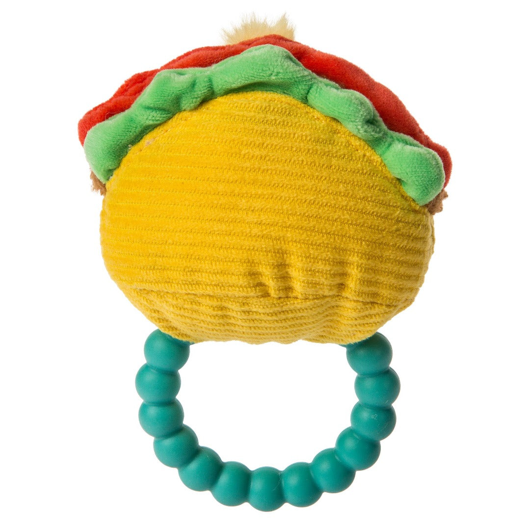 Back of colorful taco teether rattle