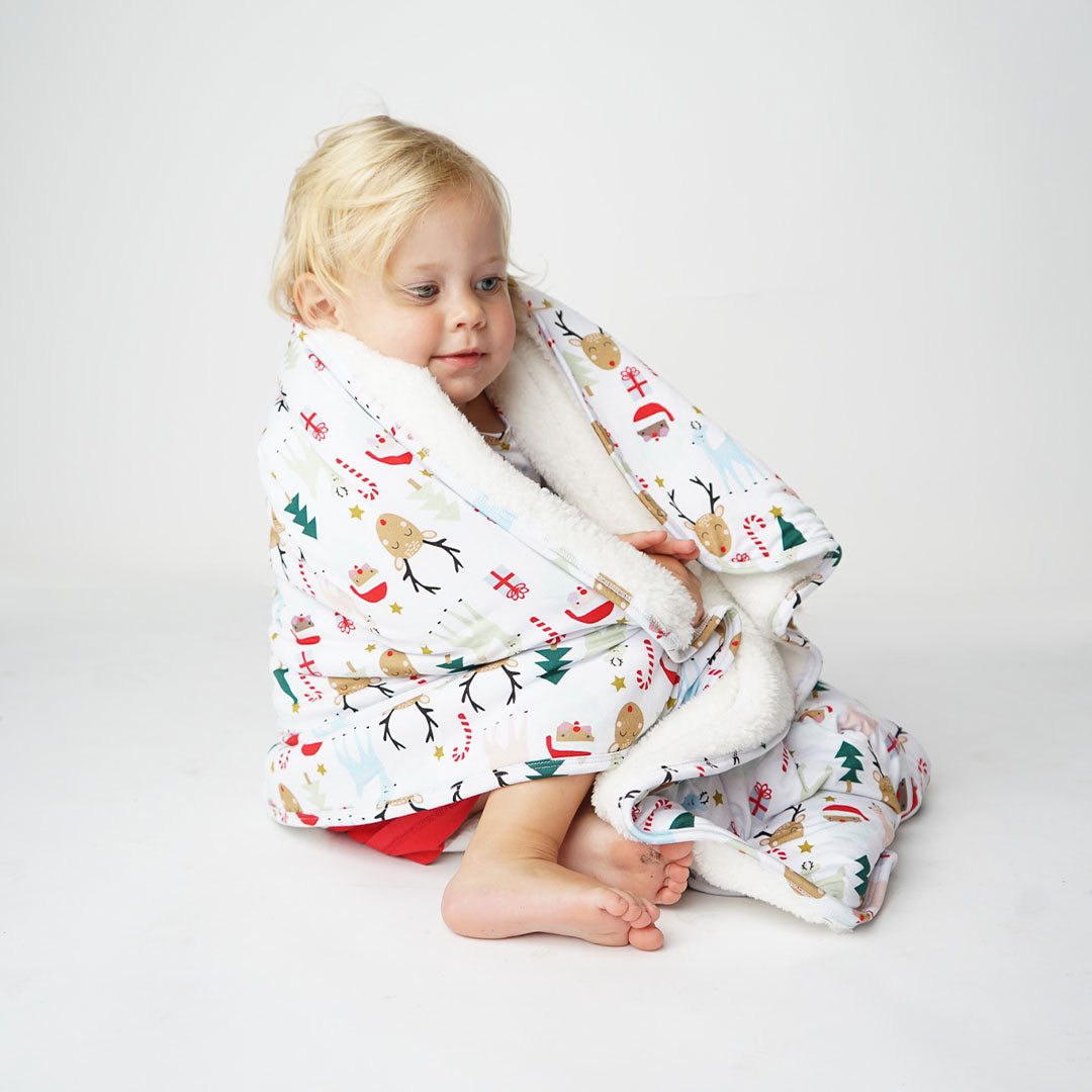 *FINAL SALE* Santa and Friends Small Fleece and Bamboo Blanket