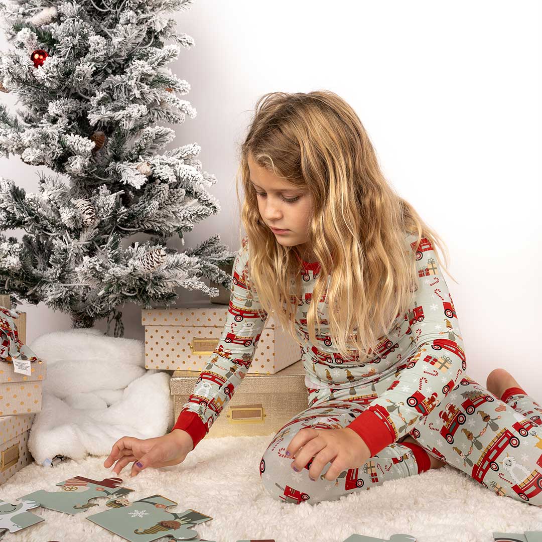 *FINAL SALE* Christmas Train Long Sleeve Bamboo Kids Pajama Pants Set