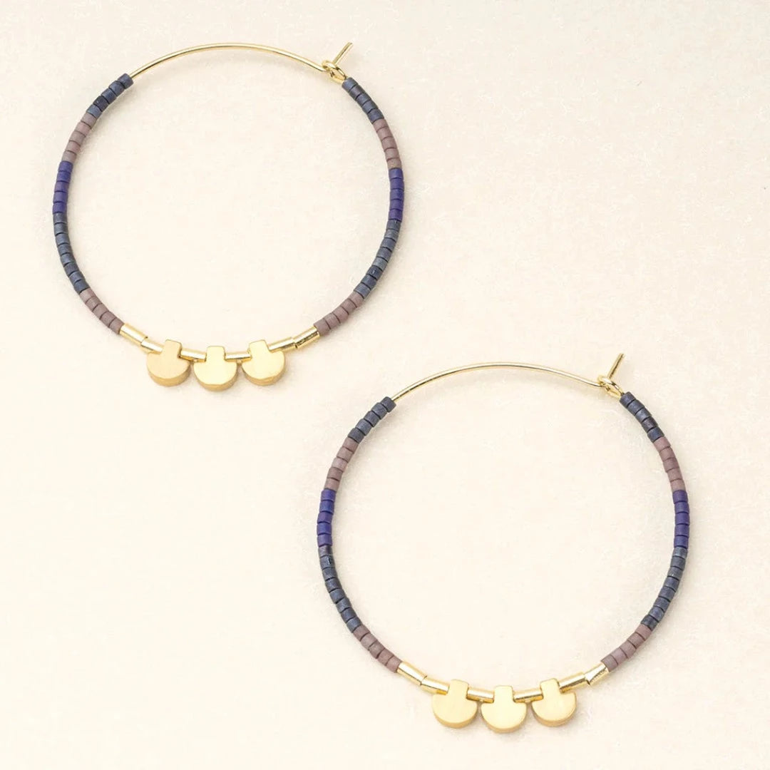 Chromacolor Miyuki Dark Multi/Gold Large Hoop Earrings