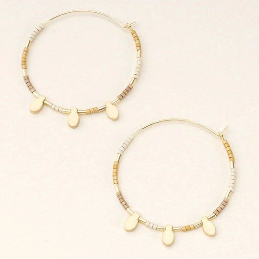 Chromacolor Miyuki Neutral Multi/Gold Large Hoop Earrings