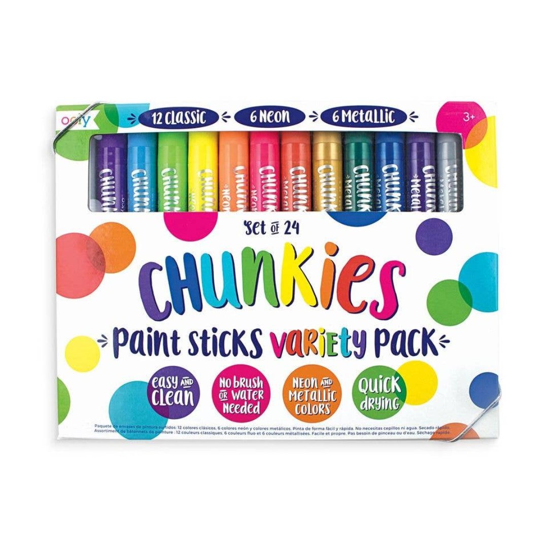 24 rainbow classic and neon colored no mess paint sticks