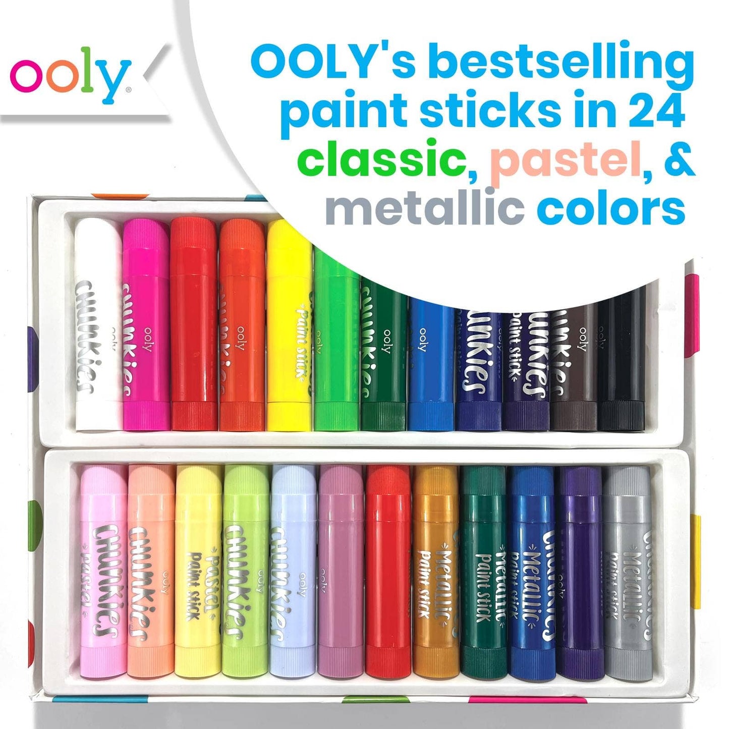 24 rainbow classic and neon colored no mess paint sticks