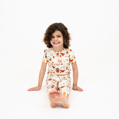 Cozy Cottage Bamboo Short Sleeve Kids Pajama Pants Set