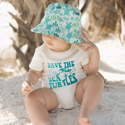 Save the Sea Turtles and Lucky Green Reversible Bucket Hat
