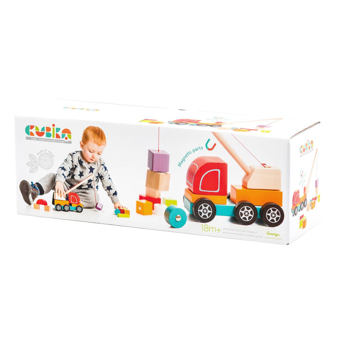 wooden crane truck toy