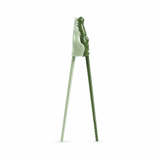 Green plastic crocodile shaped chopsticks