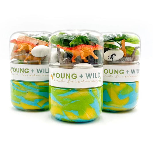 dinosaur themed grab and go dough jar