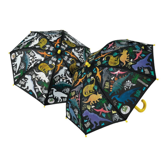 Two umbrellas with dinosaur images