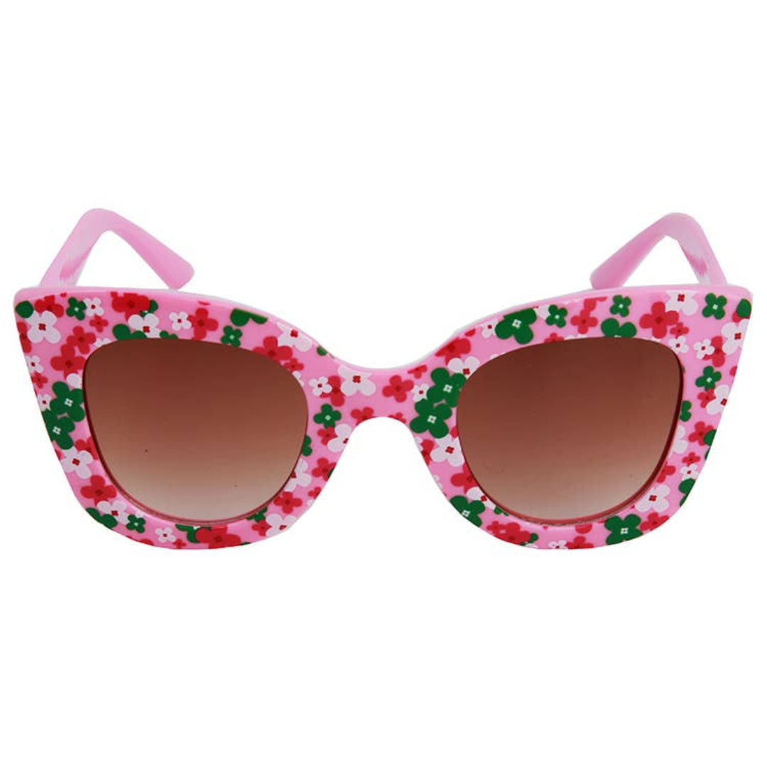 pink girls sunglasses with flowers on the frame