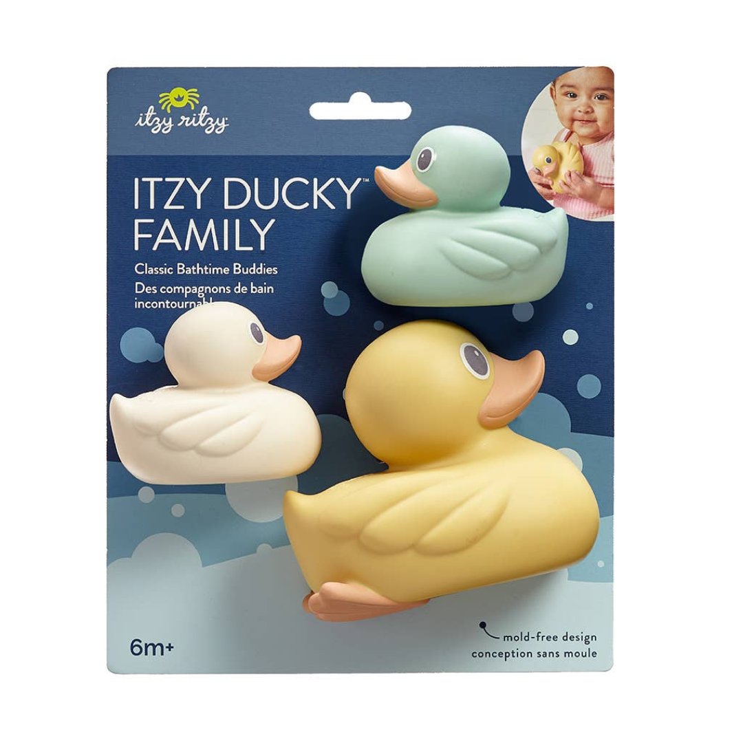 blue packaging with 3 rubber ducks attached in various colors and sizes