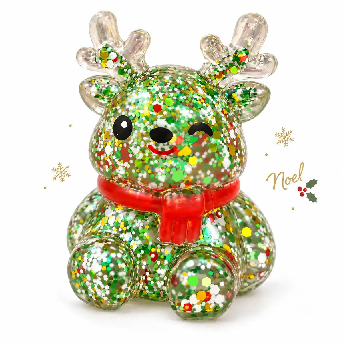 Toynex - Christmas Glitter Maltose Squishy Stress Toy-Santa, Reindeer, Snowman & Gift Box