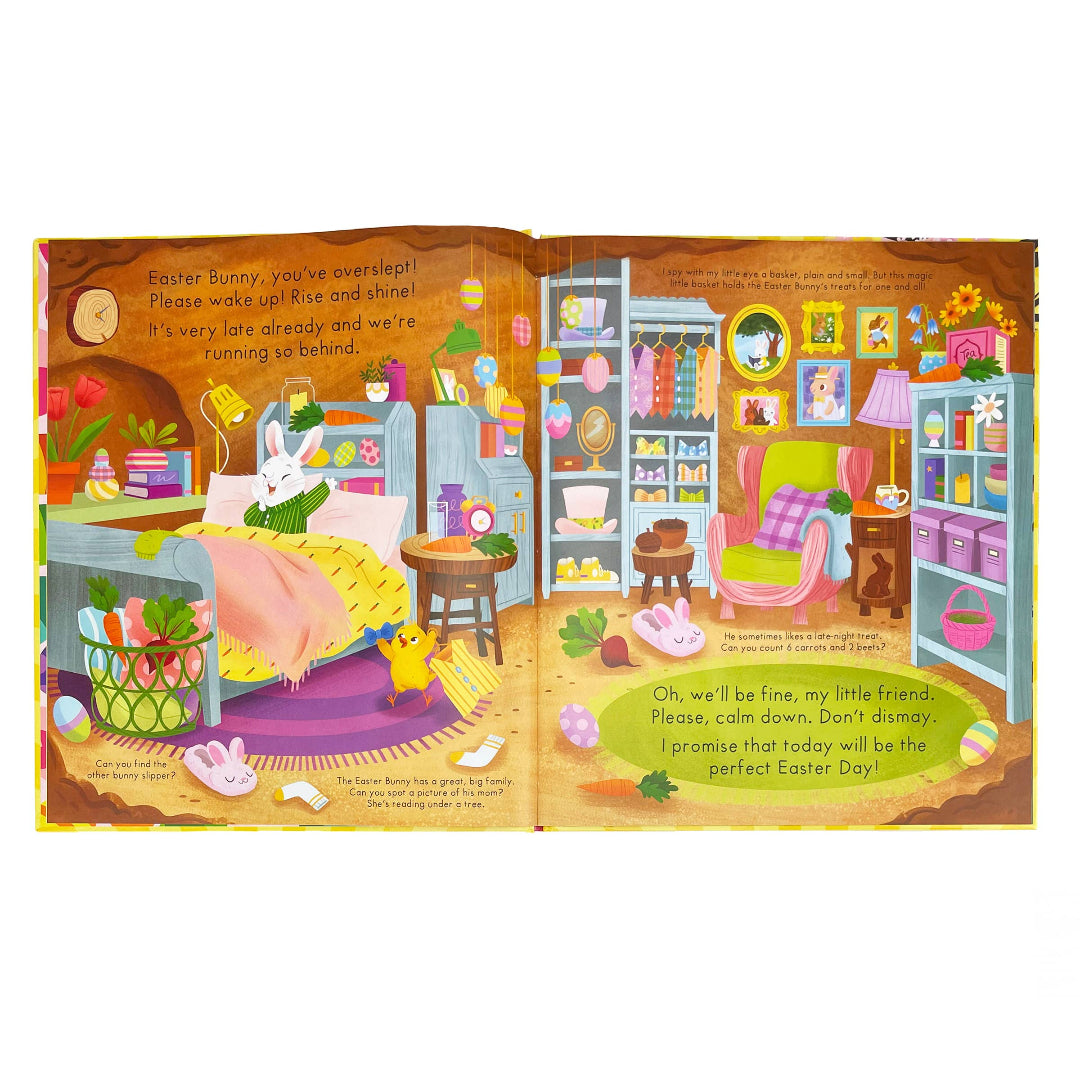 inside of an easter look and find book with the inside of a bunnies den