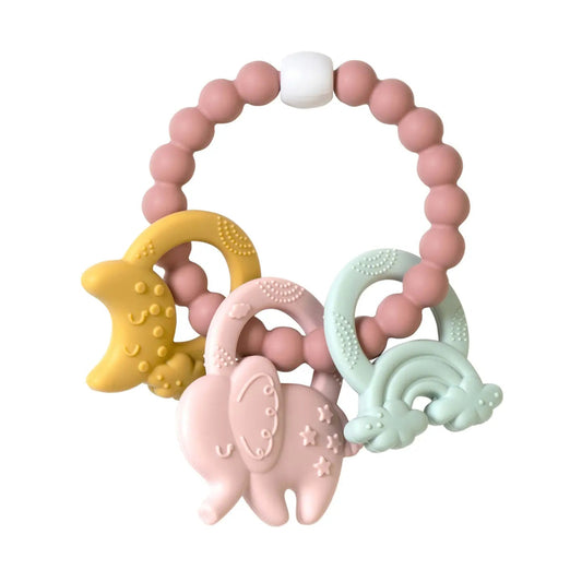 elephant themed silicone teether