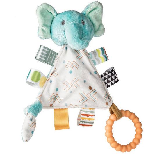 Multi-colored elephant activity triangle with teether and rattle